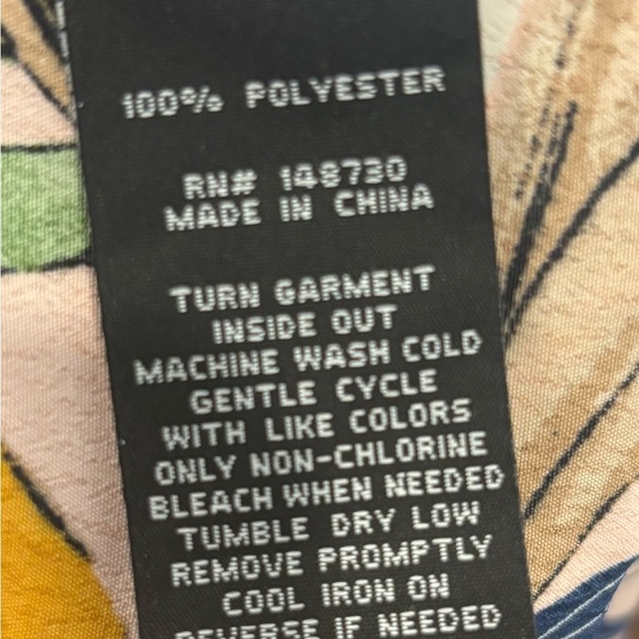 ECI New York Sleeveless Collared Button Down Tie Waist Midi Palm Dress Sz 6 - Picture 6 of 6